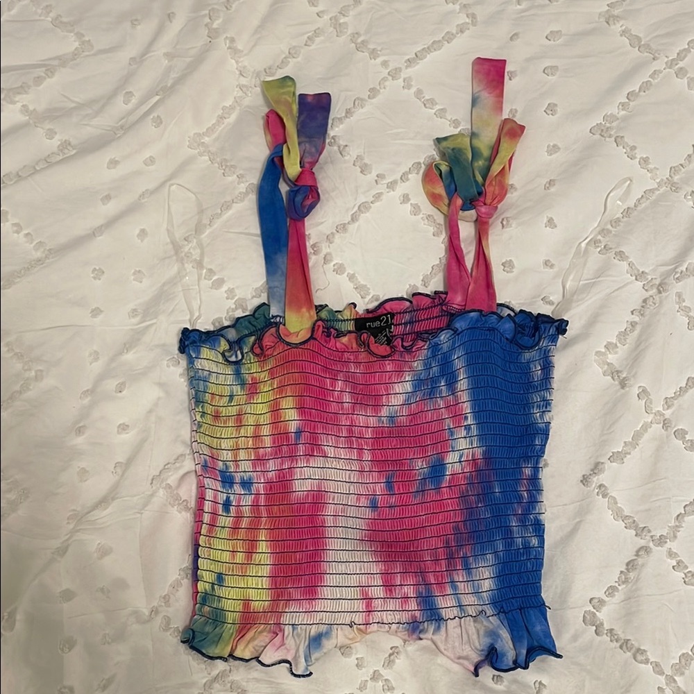 Rue21 Multicolor tie dye Smocked Top nwt medium